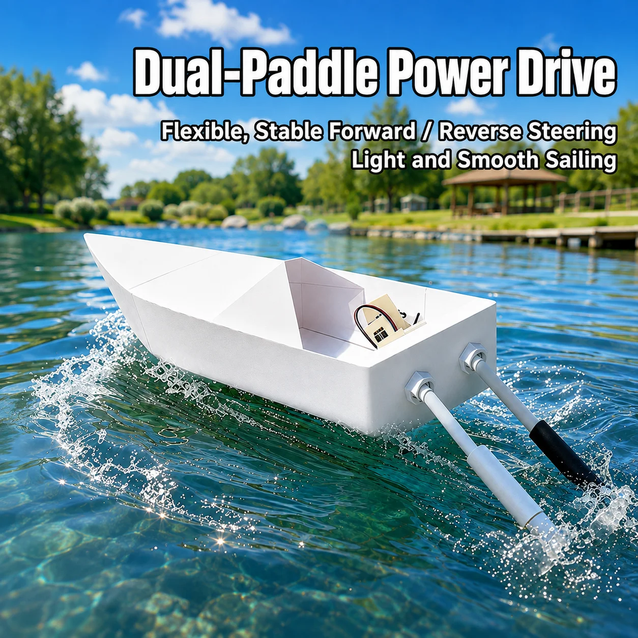 Remote Control 2.4G DIY Paper Boat Kit Dual Propeller RC Power Module STEM Science Educational Toy for Kids