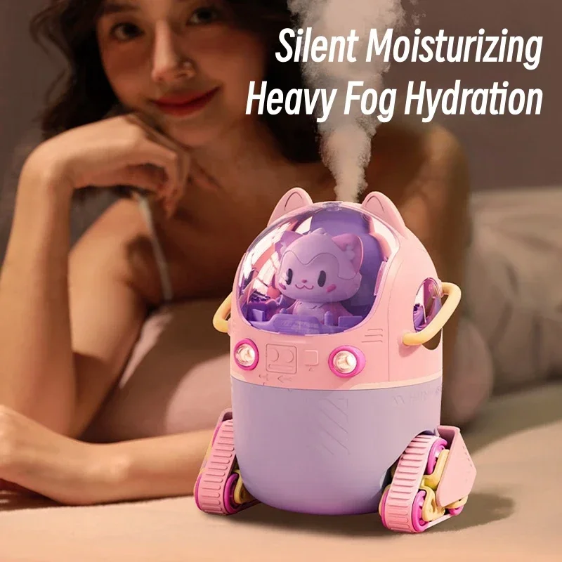 น่ารักการ์ตูน Air Humidifier USB ไฟฟ้าอัลตราโซนิก Mist Aroma Diffuser พร้อมแสงอุ่นสําหรับโฮมออฟฟิศโต๊ะ Mini Humidifier