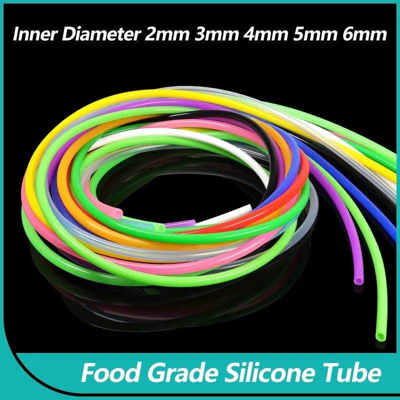 

ID 2 3 4 5 6mm Silicone Tube Flexible Rubber Hose High Temperature Nontoxic Food Grade Soft Drink Pipe Water Connector Colorful