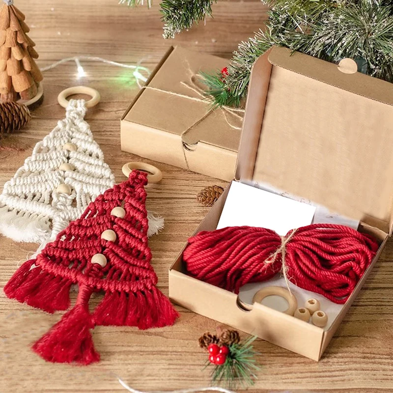 3PCS/Set DIY Macrame Woven Christmas Tree Kit Christmas Craft Gift Kit Very Suitable For Family Friends Perfect Holiday Gifts