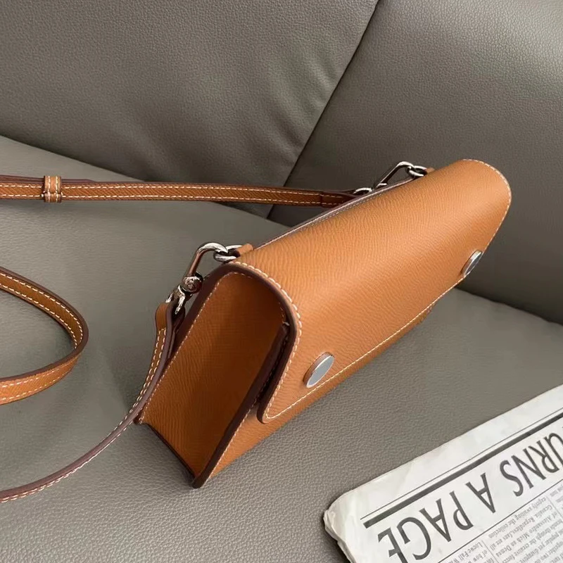 Genuine Leather Box Clutch Bags For Women Luxury Designer Handbags Purses 2024 New In  First Layer Cowhide Button Mini Shoulder