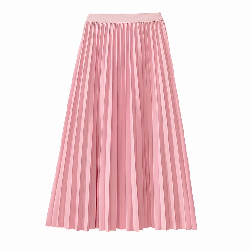 Summer 2024 Girls Long Pleated Skirt Solid Casual All-match Skirt for Kids 12 13 14 Years Trendy Teens Students Children Skirts