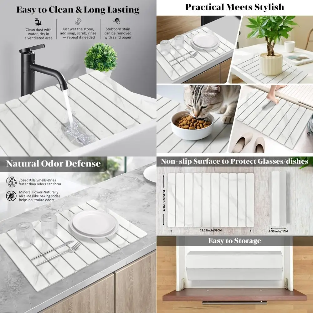 

Экологичный коврик для сушки посуды с мраморным узором 24x16 для кухонных счетчиков