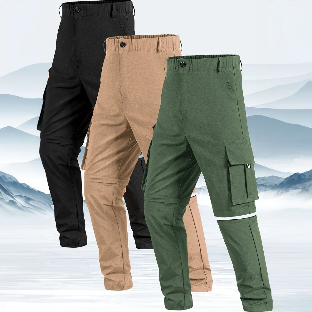 

Men's Cargo Pants Loose Straight Zipper Long Trousers Variable Shorts Outdoor Travel Trousers Multi-Pocket Camping Sweatpants