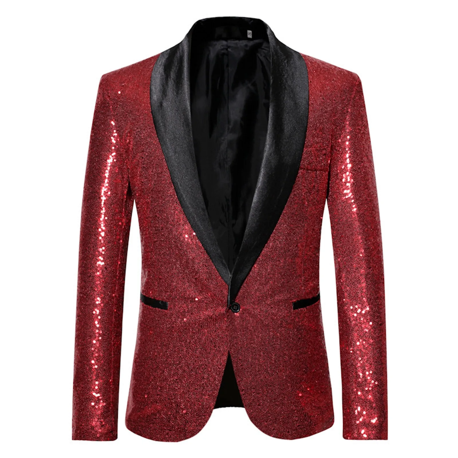 

Mens Sequins Suit Turn-Down Collar Long Sleeve Slim Fit Elegant Formal Western-Style Clothes Solid Color Party Cocktail Garment