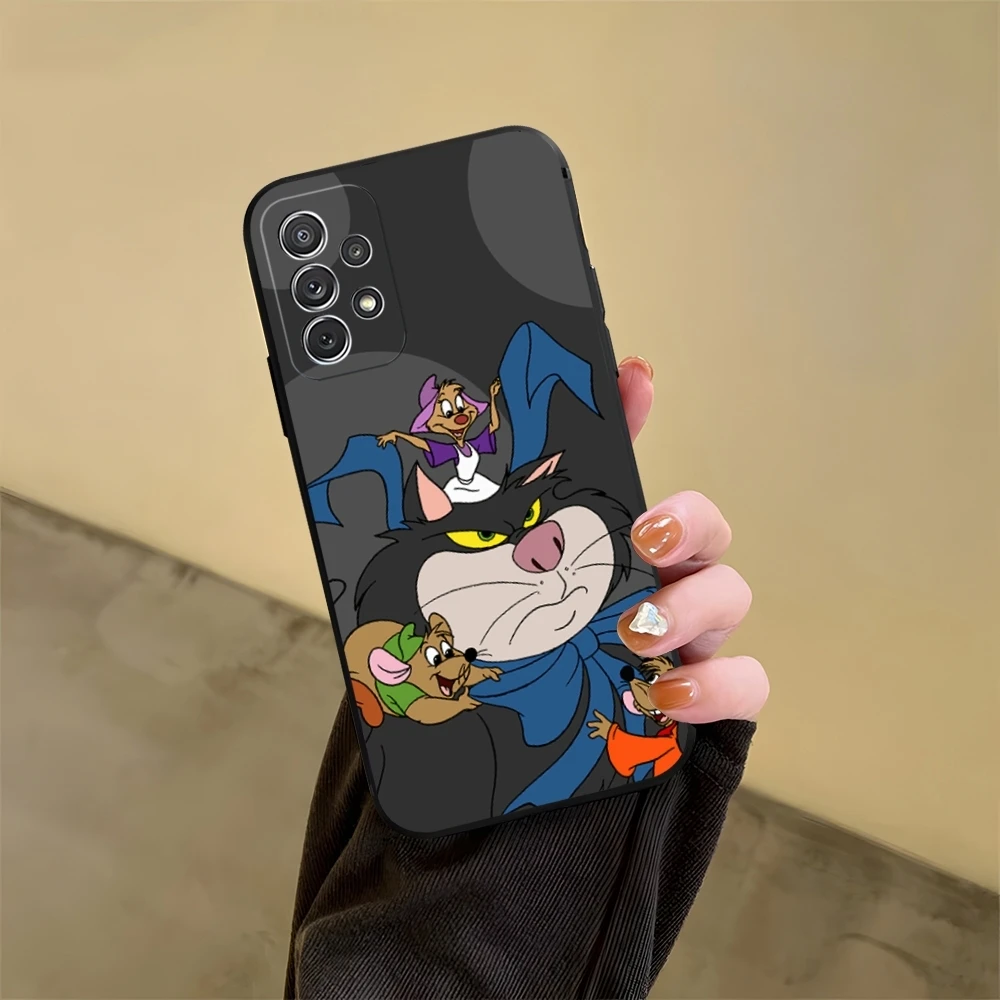 Cinderella Lucifer Cat Phone Case for Samsung Galaxy S23 S24 S20 S21 S22 Ultra Fe Plus M54 A34 A54 A24 A52 A53 Coque