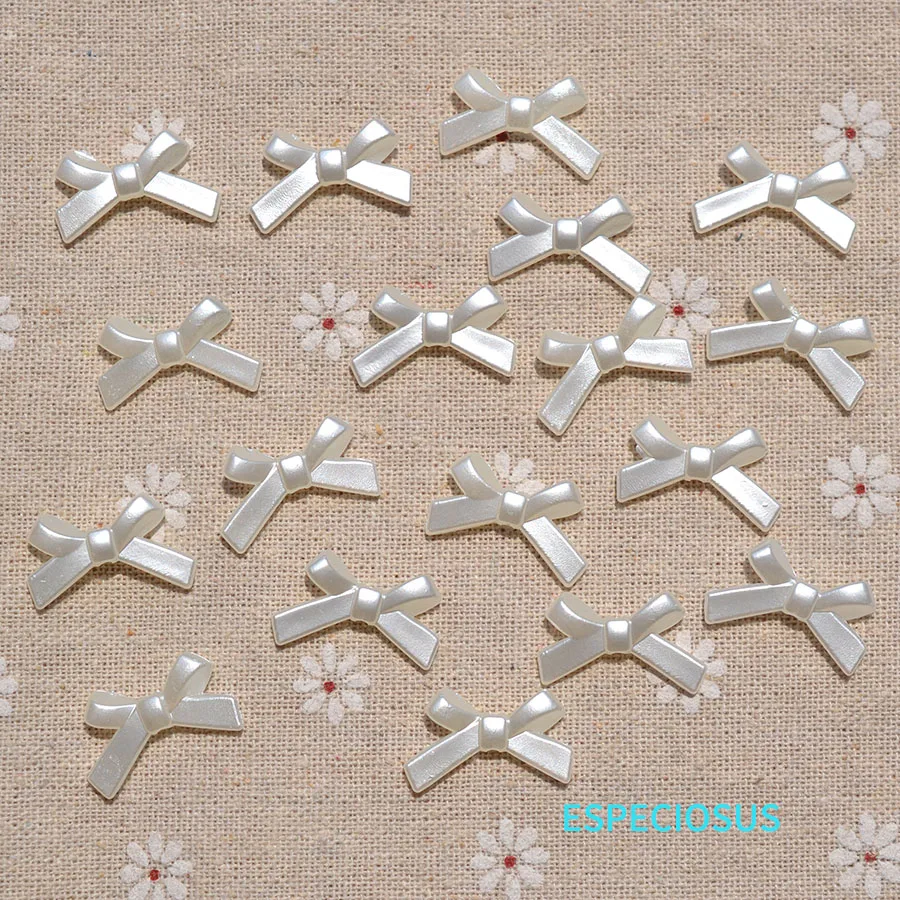 22MM Beige Color Imitation Pearl Bowknot Beads ABS Bow Spacer Bracelet Necklace Making Fittings DIY Jewelry Accessories 50pcs