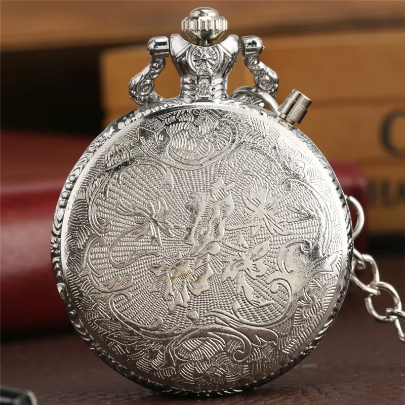 Creative Luminous LED Clock Men Women Quartz Light Up Pocket Watch Holllow Locomotive Train Timepiece FOB Chain Gift
