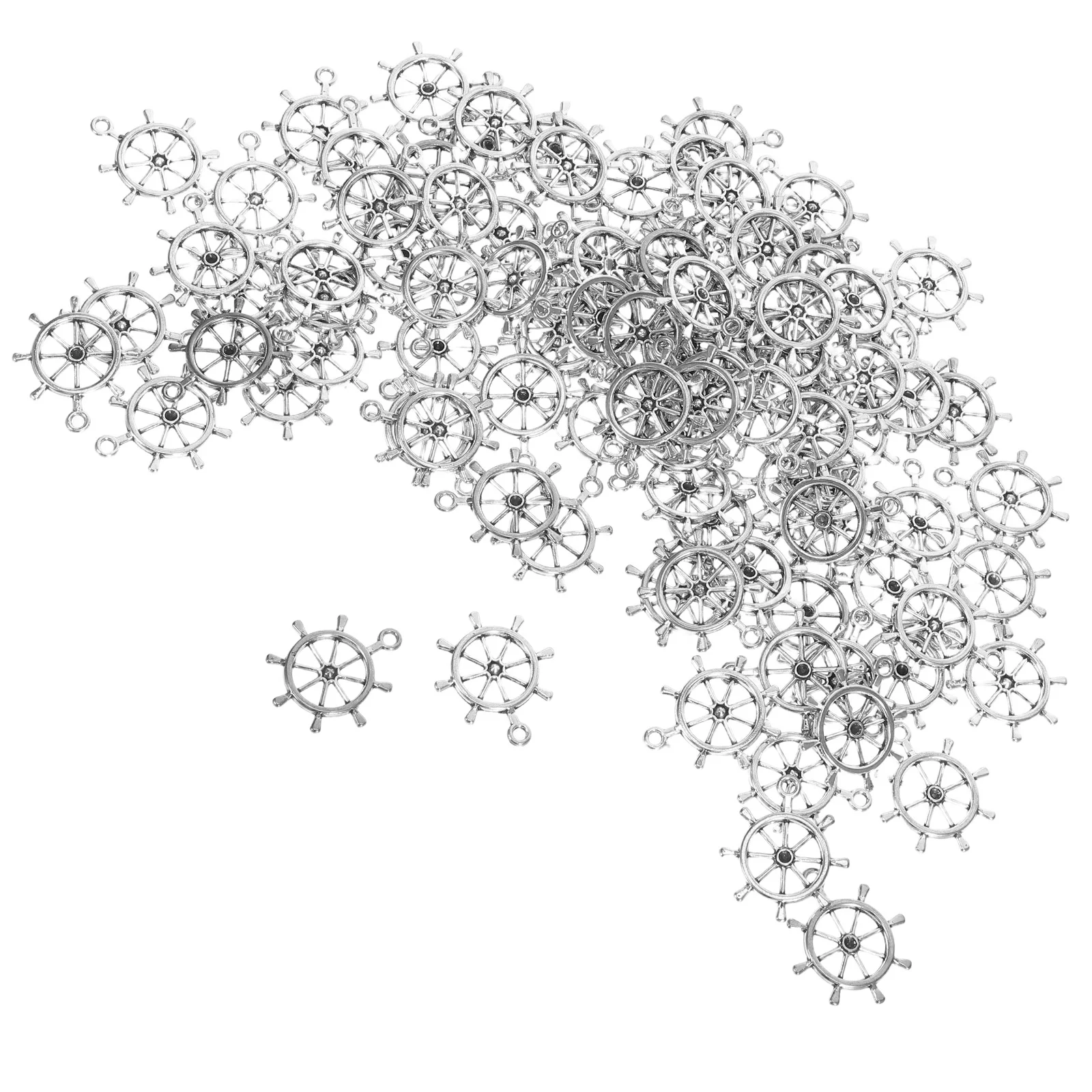

100 шт., винтажные подвески с якорем, ретро подвески в виде колес корабля для изготовления ювелирных изделий своими руками, ожерелье, браслет, брелок из сплава, морской брелок