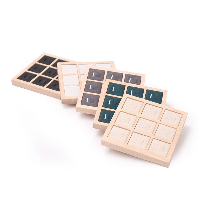 Fashion 9 Grids Wood Ring Display Tray Rings Bracelet Pendants Jewelry Storage Holder Organizer Jewellery Counter Showcase Props