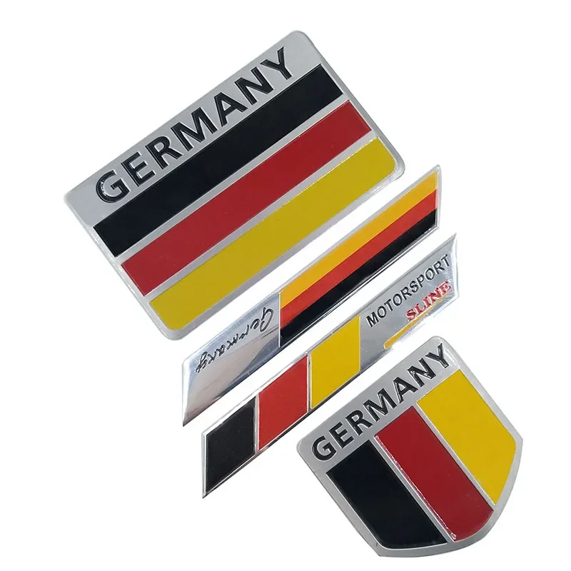 New Aluminum Germany Flag Car Auto Badge Emblem Car Front Grill Emblem Stickers for VW Audi Mercedes Toyota Kia Car Styling