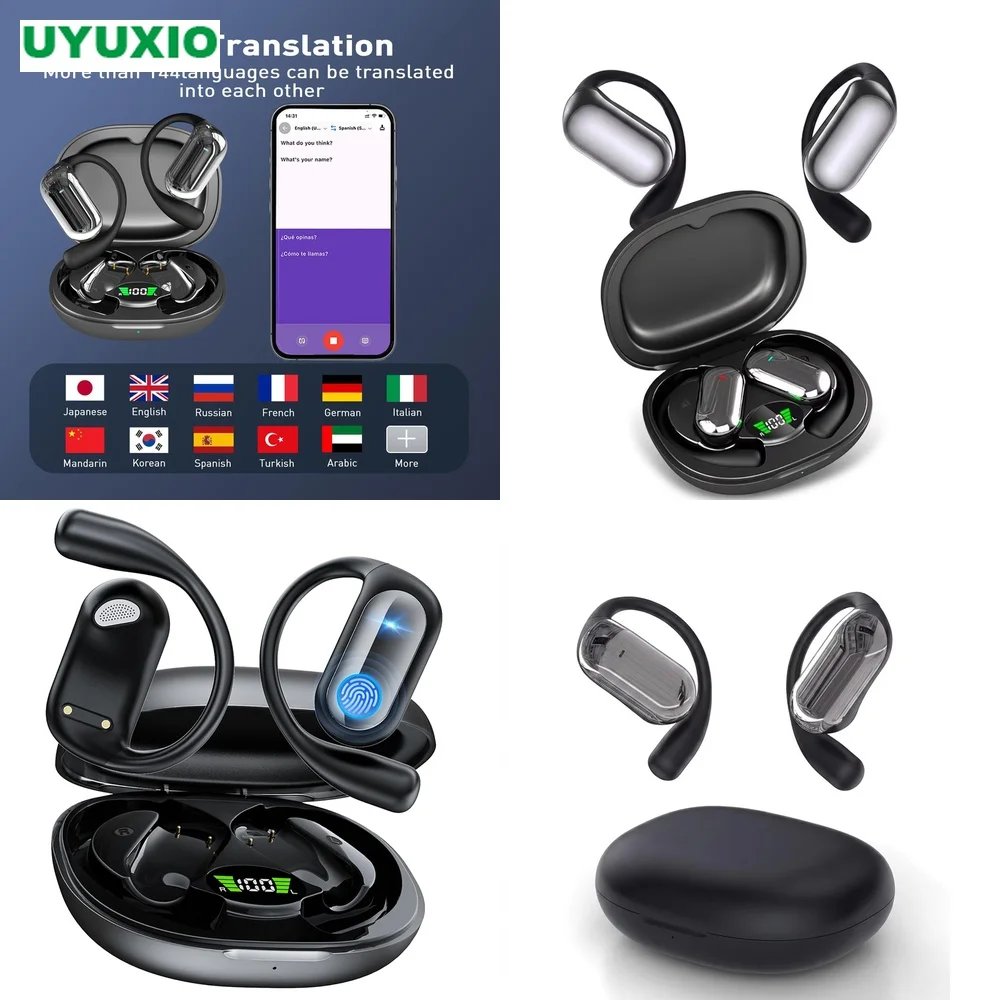 Global Translator Headphones No Subscription Wireless Earbuds 144 Languages Real-Time Translation Open-Ear OWS BT 5.4 4 Modes