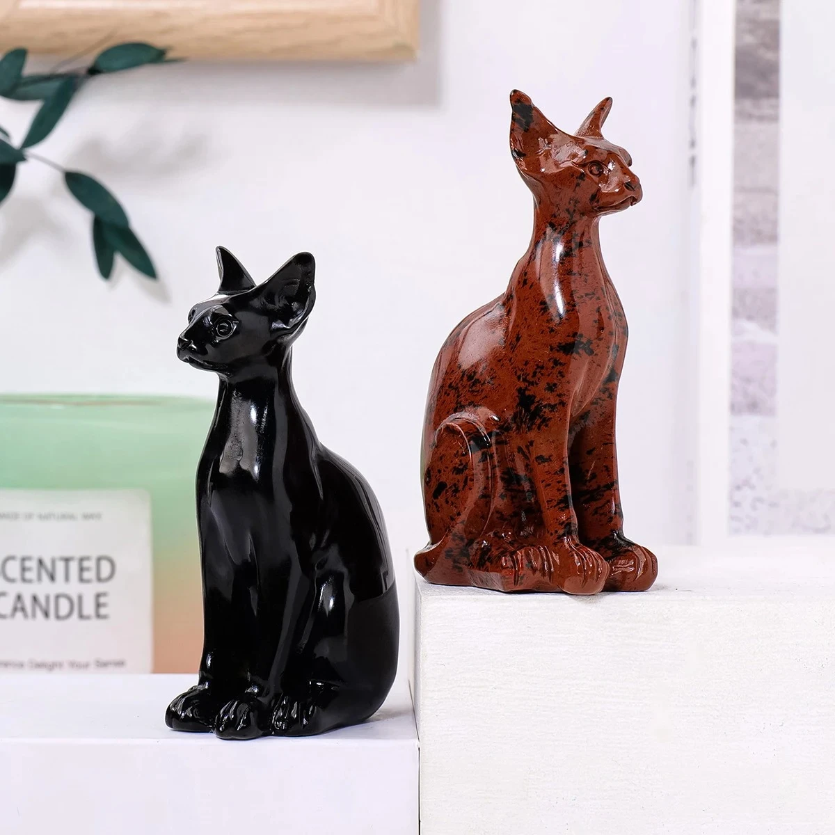 3.2 Inch Natural Gemstone Crystal Quartz Sphynx Cat Carved Hairless Cat Animal Crafts Crystal Sculpture Gifts