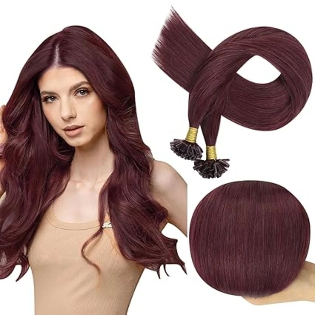 Full Shine U tip Human Hair Extensions Pure Color Keratin Hair Extensions Human Hair Prebonded Remy Hair Extensions