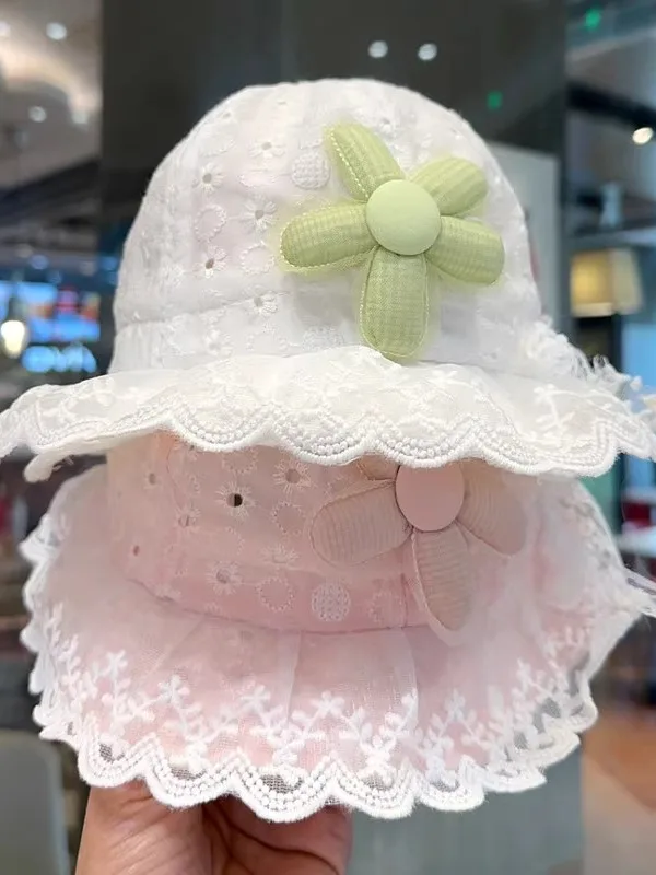

Baby basin hat bucket hat spring and summer girl cute super cute sun hat