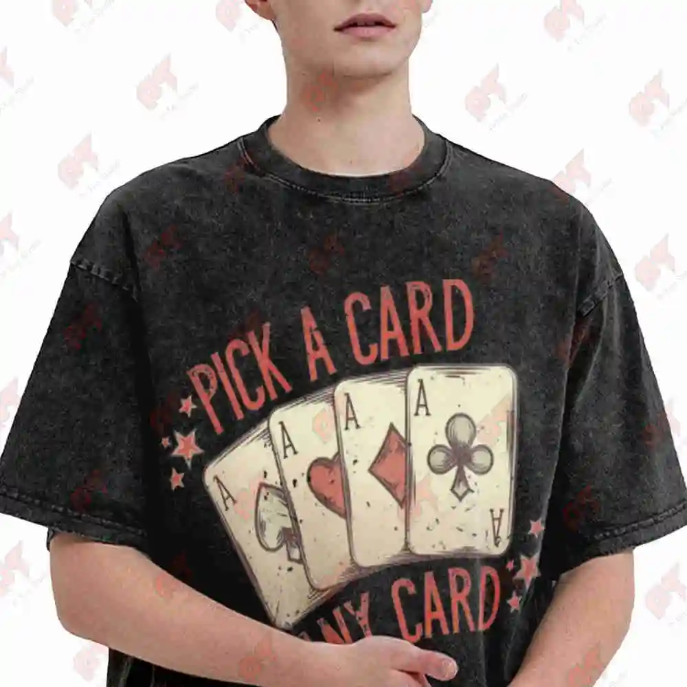 Cool Magician Pick A Card Magic Vintage Washed Tee Pure Cotton T-Shirt