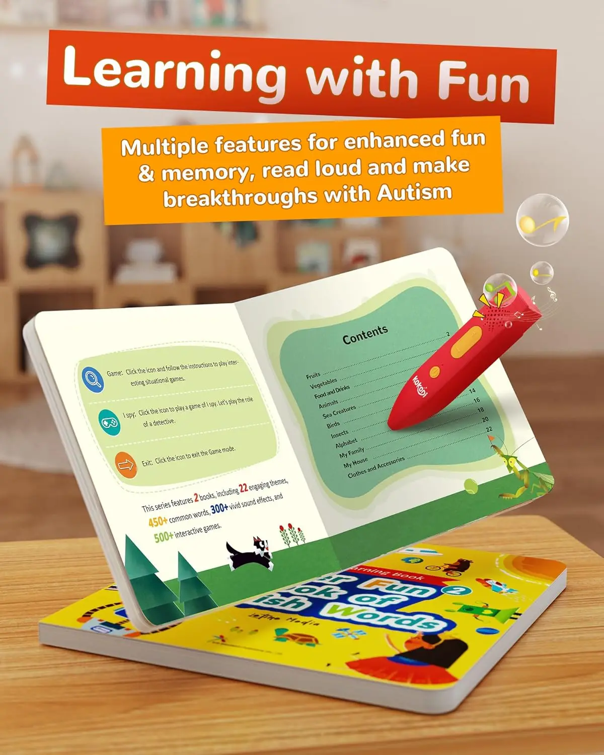 مجموعات كتب القلم الناطقة، كتب الصوت التفاعلية للأطفال تعلم الألعاب الإلكترونية للأولاد والبنات، الألعاب الحسية للتوحد، للبيع #1