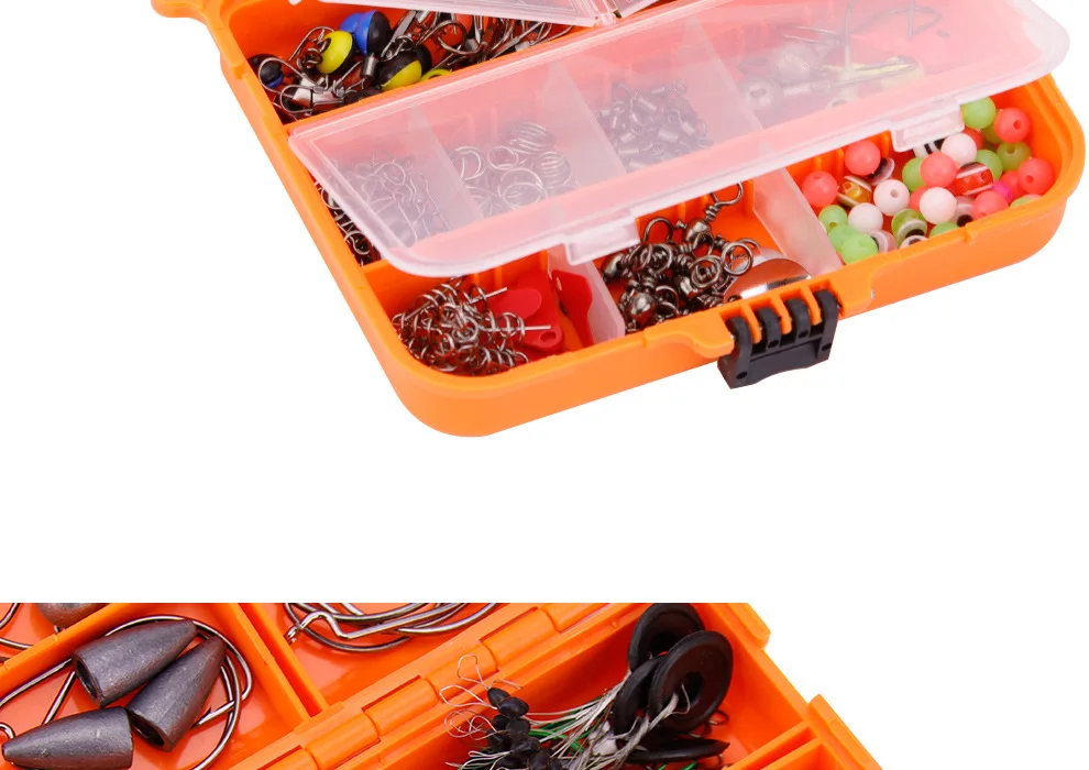 OMABETA Kit de pêche 160pcs Kit d'accessoires de pêche Jig Hooks Bead