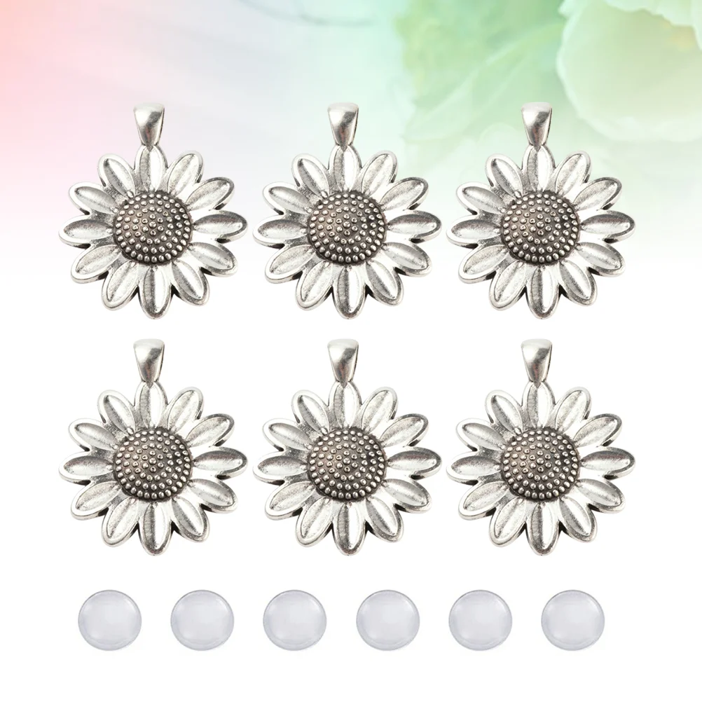 

10 Sets Pendants Alloy Accessories Silver Color Jewelry Functional Flower Accessories Craft Acceories