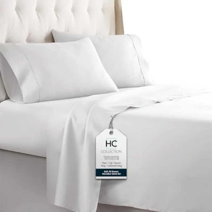 

Комплект постельного белья Cal Hotel Luxury Platinum 1800 Series: простыня из микрофибры с начесом, простыня на резинке с глубоким карманом и 2 наволочки-конверты