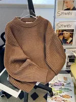 Vintage Oversized Sweaters for Women Knit Pullover Autumn Winter Long Sleeve Causal Korean Fashion Elegant Ladies Loose Jumpers