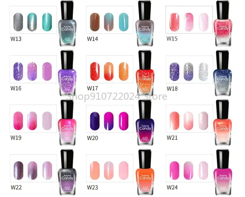ยาทาเล็บความร้อนอุณหภูมิสีเปลี่ยนน้ําเคลือบเงา Shimmer Nail Lacquer Long Lating Quick Drying