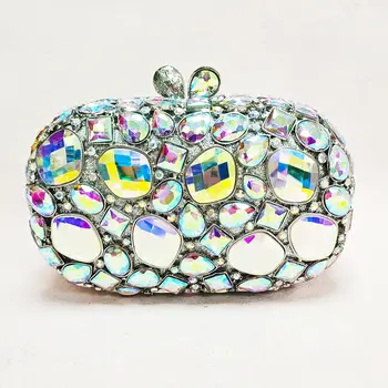 天藍色水晶晚餐包 WHTUOHENG 水鑽婚禮手拿包 女士鑽石手拿包和錢包 6 最佳銷售 藍色手拿包 - №2