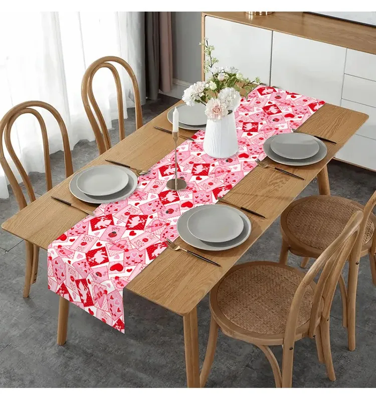 جديد عيد الحب قبلني مطبوعة الجدول عداء عطلة جو حفلة ديكور مفرش المائدة غرفة المعيشة المطبخ مفرش طاولة