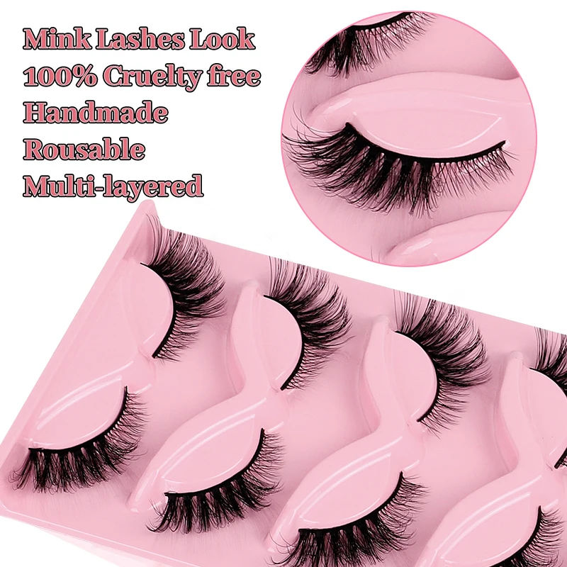 False Eyealshes Fox Cat Eye Lashes Winged False Eyelashe With Eyeliner Effect Natural Full Strip Lashes Makeup Eyelash Extension