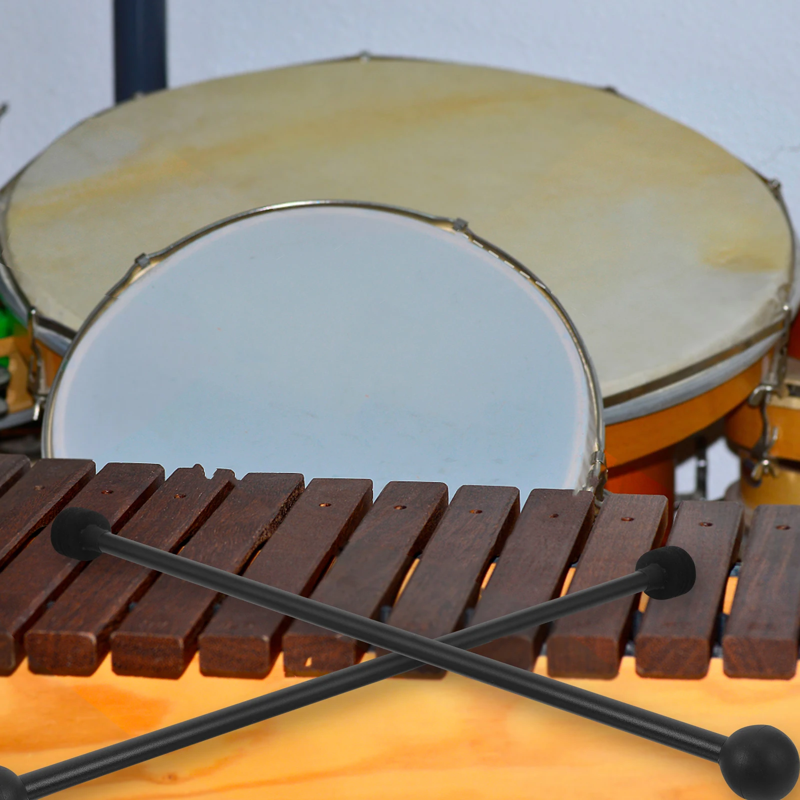 

2pcs Sturdy Rubber Percussion Double-Headed Marimba Drumsticks Xylophone Mallets For Kids Lightweight Durable Instrument