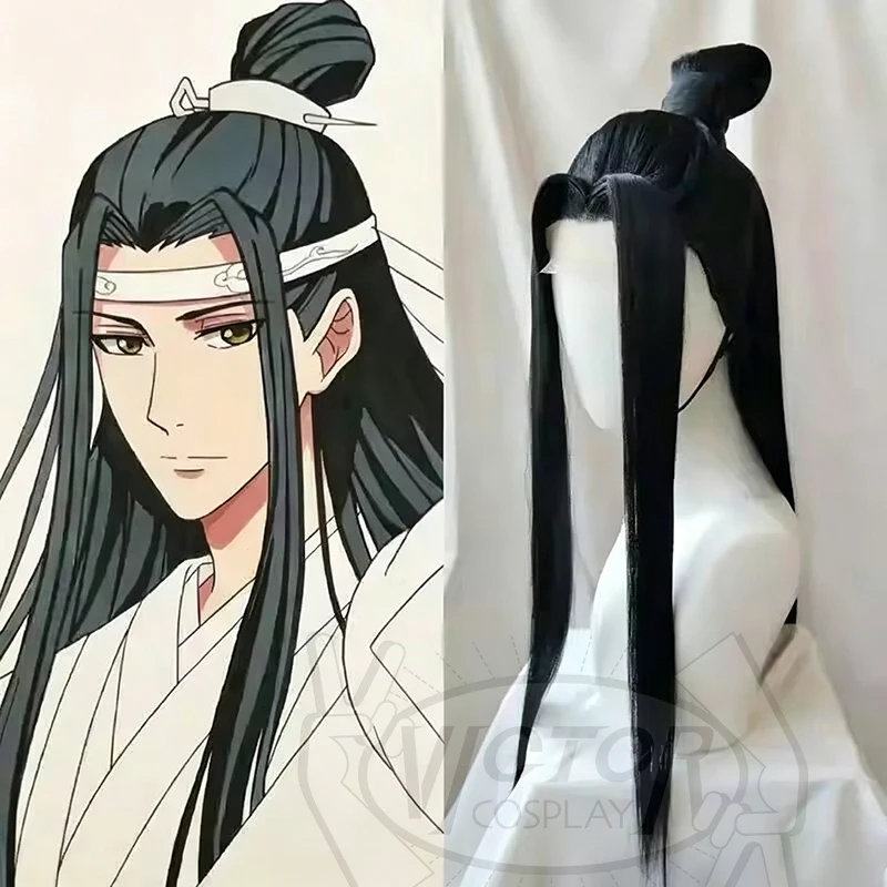 

Lan Wangji Cosplay Wig Grandmaster Of Demonic Cultivation MDZS Wei Wuxian Black Long Ponytail Hairstyle Customized wigs Props
