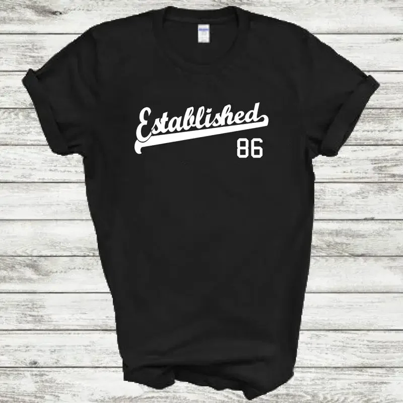 Established 86 Birthday Anniversary Script Tail 1986 T Shirt All Size Color