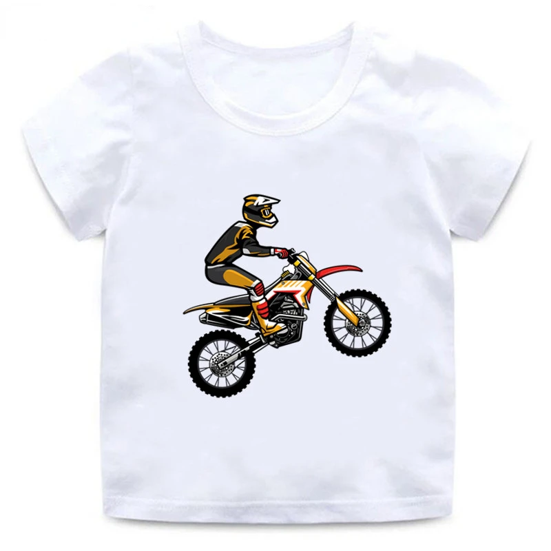 Funny Motorcycle Motocross Rider Cool Kids T-Shirt Baby Boys Casual Funny T Shirt Children Streetwear Girls/Boys Clothes 3-15y