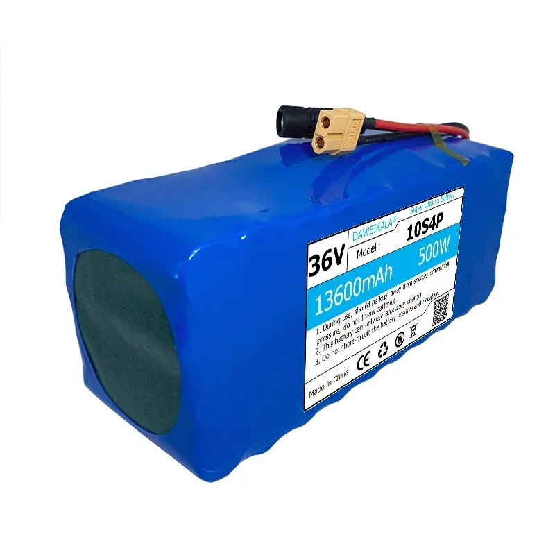 36V Battery13600mAh real capacity 10S4P XT60 18650 Lithium ion Battery Pack 13.6Ah 500W 1000W For 42V E-bk BMS 2A Charger