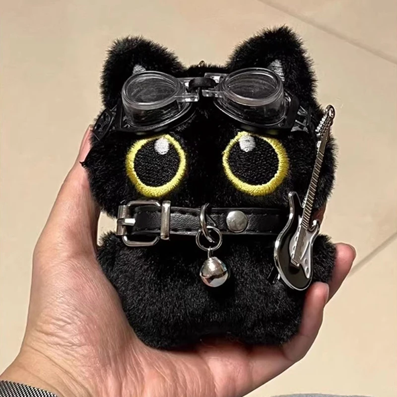 Bonito de pelúcia gato preto boneca pingente menina mochila boneca pingentes casal saco chaveiro telefone encantos saco pingente acessórios presentes