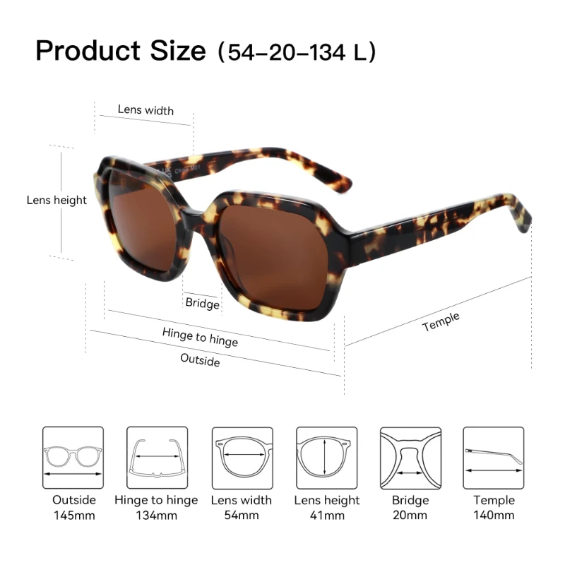 نظارات شمسية مستقطبة سداسية من BLUEMOKY للنساء بإطار من الأسيتات بتصميم مربع مستوحى من الأشعة فوق البنفسجية 400 #4