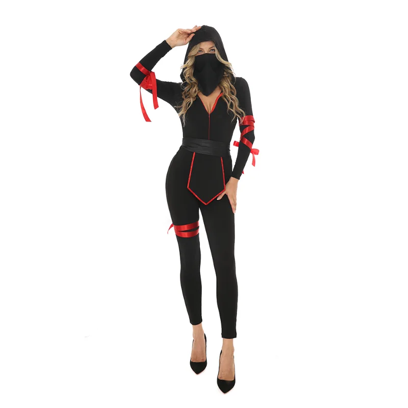 

Japanese Super Warrior Jumpsuit Costume For Adult Women Halloween Ninja Cosplay Role Playing Fancy Party Dress Up