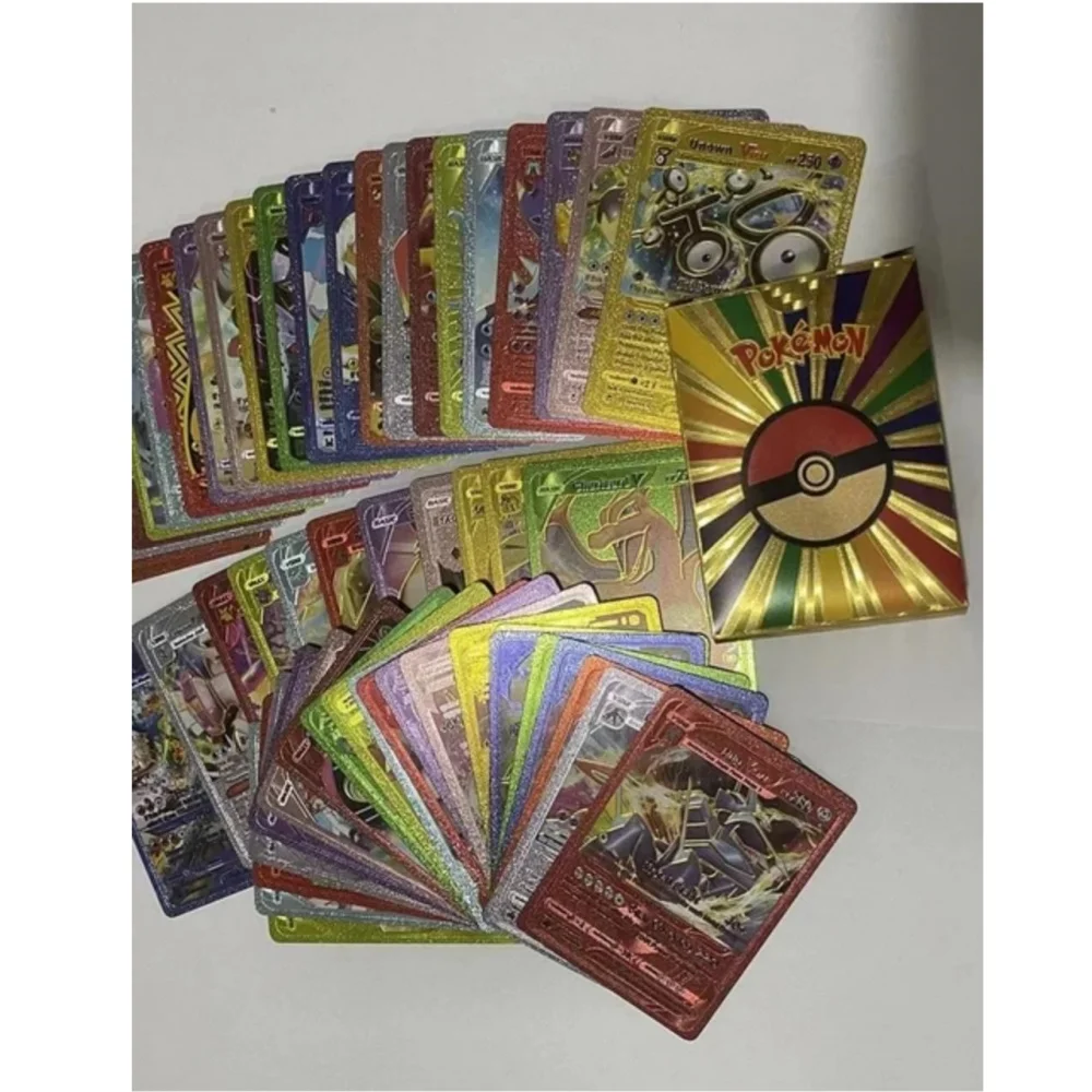 

New Pokemon Cards Metal Gold Vmax GX Energy Card Charizard Pikachu Rare Collection Battle Trainer Card Child Toys Gift