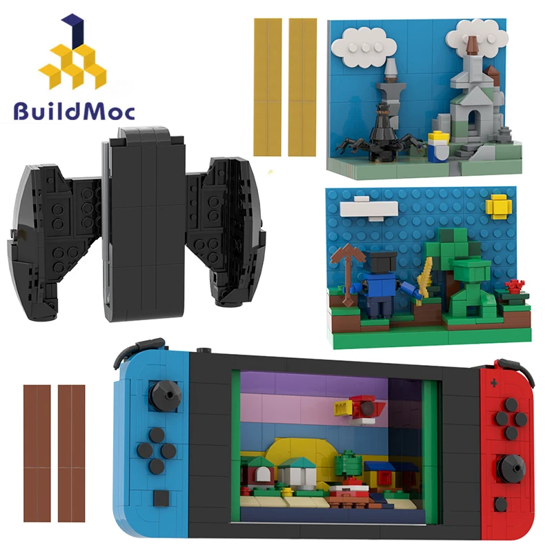 BuildMOC Classic Game Console Building Block Set 1035 PCS Bricks 90s Player Game Model Toys for Kids Gifts