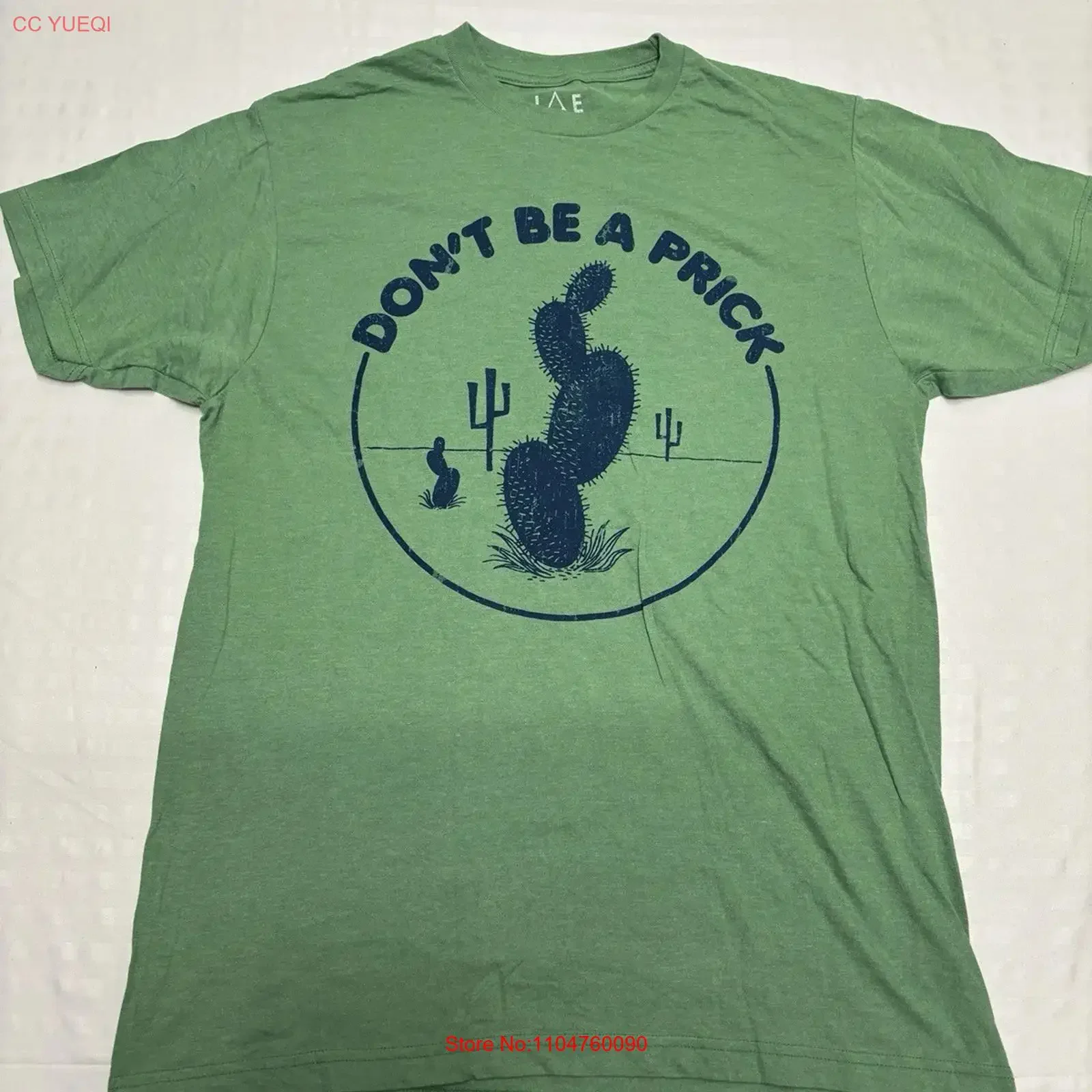 Camiseta Masculina 'Dont Be A Prick' Verde, Marca JME, Tamanho Médio, Estilo Vintage, Casual, Macia, Gráfica, Fashion, Ligeiramente Elástica