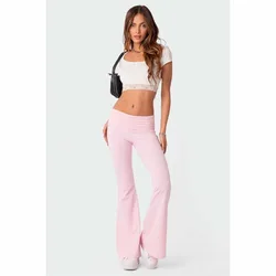 Pantalones acampanados de cintura alta para mujer, Vaqueros informales clásicos, ajustados, estilo callejero, rosa, primavera y otoño, 2022