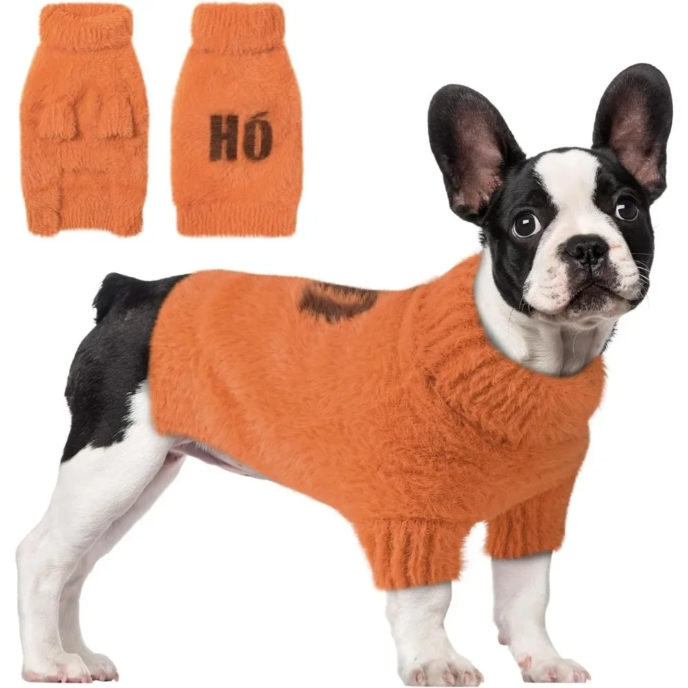 

Small Dog Furry Pullover Sweater, Classic Turtleneck Dog Clothes for Cold Weather Cute Warm Pet Clothes for Chihuahua, Bulldog,