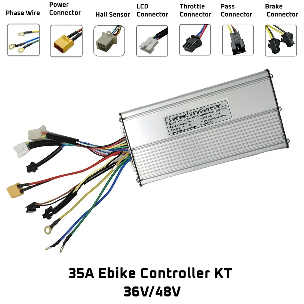 48V KT-35A Brushless Controller 1000W~1500W Power Low Level Brake Input DC30 / 40V Protection Hub Motors Electric Bike Accessory