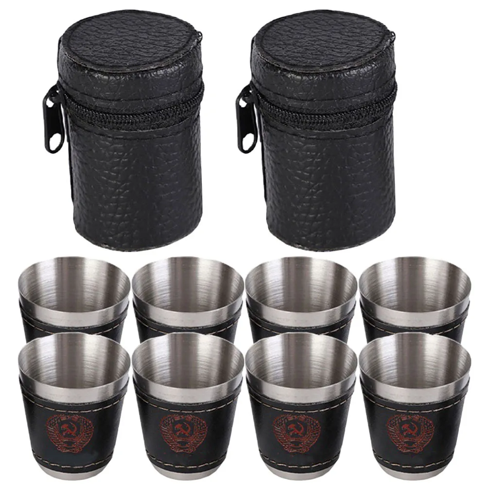 

2Sets Stainless Steel Wine Cups Mini Portable Camping Picnic Cups Stackable Durable Outdoor Drinking Mugs Outdoor Wine Mug