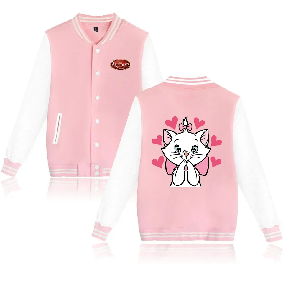 

Disney The Aristocats Marie Cat Varsity Baseball Bomber Jacket Men Women Hip Hop Harajuku Jackets Kids Boys Girls Single Coats