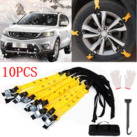 10PCS Anti Skid Snow Chains Car Winter Tire Wheels Chain Portable Mud Tyre Wheels Thick Anti-Skid Belt Accessories for 2 Tire