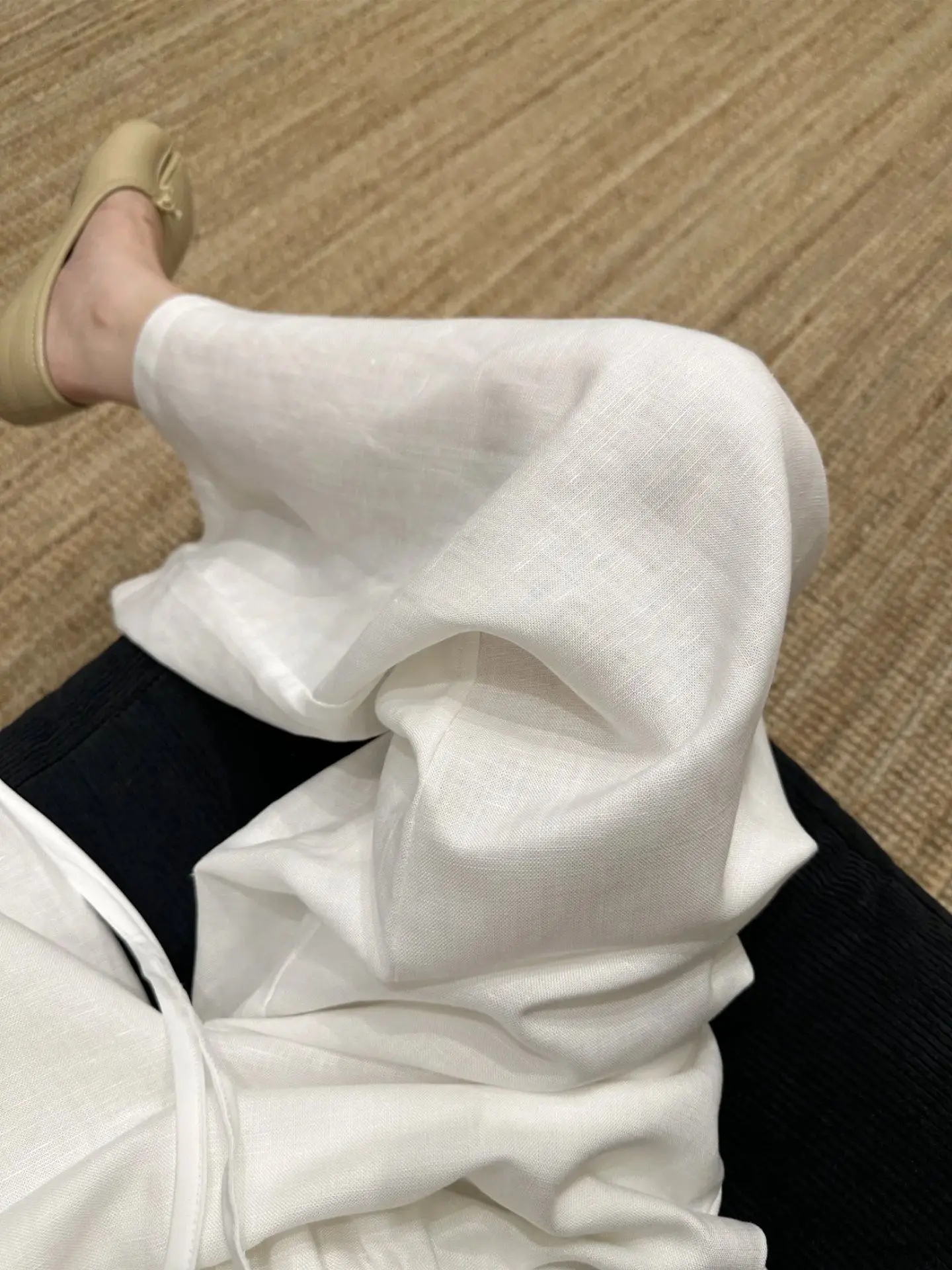 

Summer Women's Loose Wide Leg Cotton Linen Straight Leg Pants High Waist Trousers Comfortable Breathable Anti-Light Walking