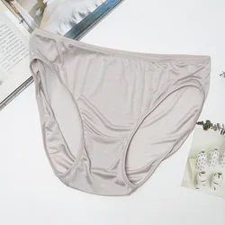 100% Mulberry Silk Panties For Women Underwear Summer Ultra-thin Women's Mid-waist Large Size Triangle Shorts Sexy Briefs Zm3280