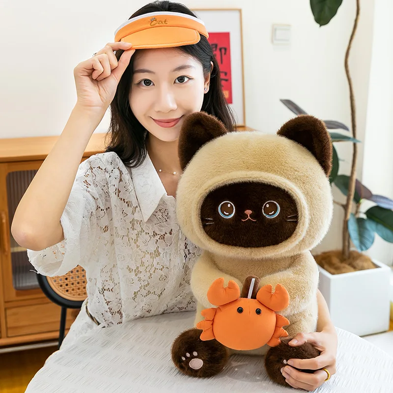 Engraçado peluche de gato de pesca ganancioso – brinquedo de pelúcia fofo boneca macia huggable para conforto, presente de aniversário perfeito para ele/ela