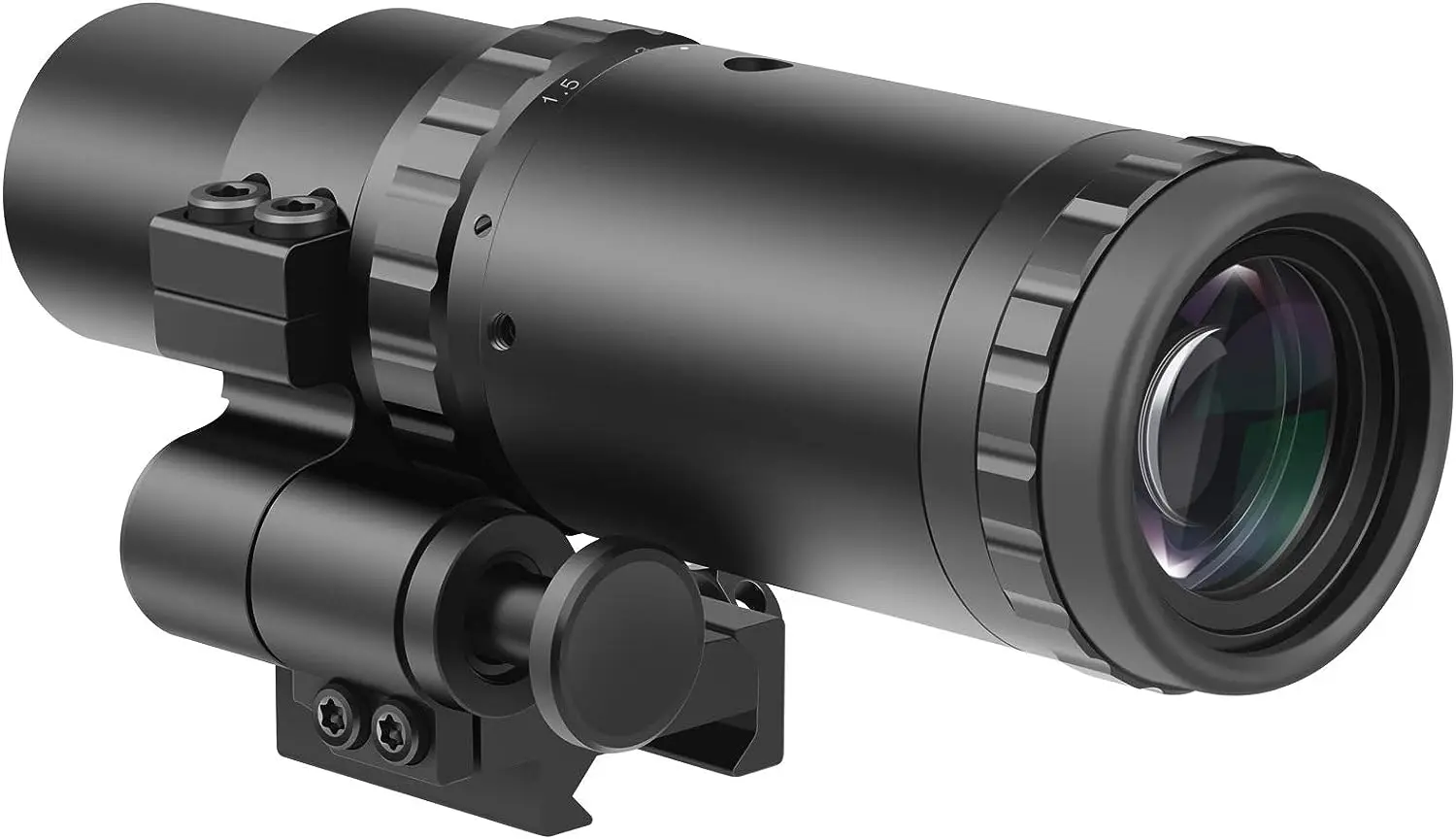 Feyachi M37 1.5X - 5X Red Dot Sight Scope Magnifier Focus Adjustment Optical Magnifier With Flip to Side Mount